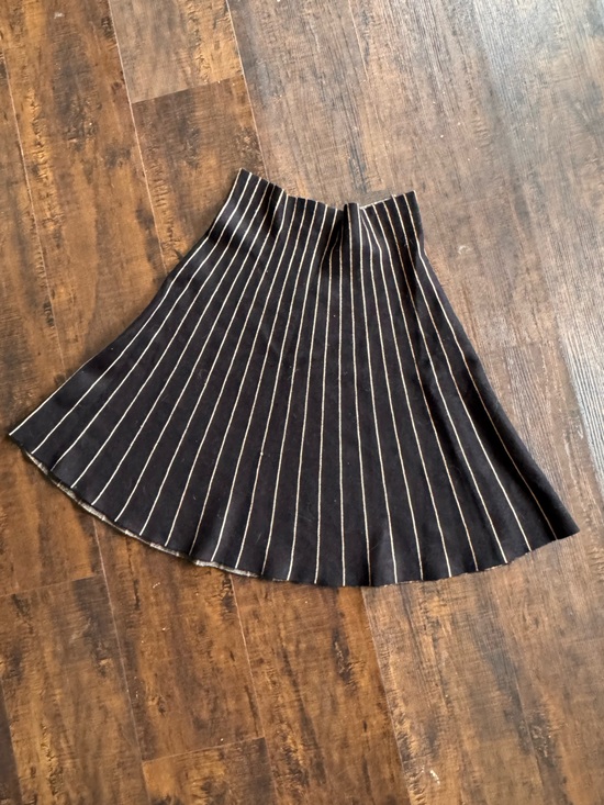 Max Studio Dresses & Skirts - Max Studio Black Pleated A-Line Skirt with White Pinstripes